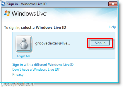 přihlaste se k panelu bing pomocí živého ID systému Windows