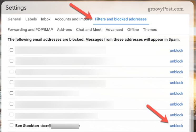 Odblokujte uživatele v Gmailu