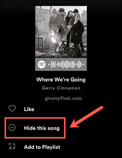 Skryjte skladbu na Spotify