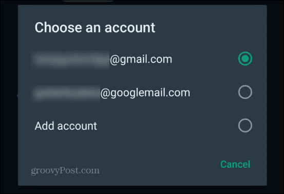 whatsapp vybrat účet gmail