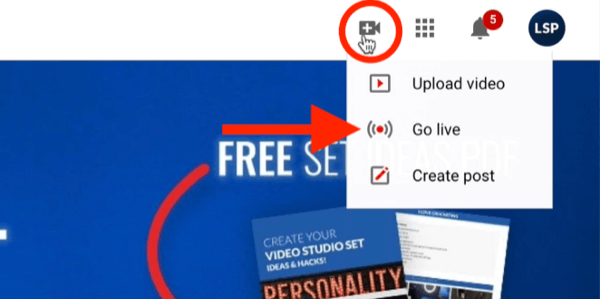 Možnost nabídky videa na YouTube pro aktivaci možnosti spuštění vašeho kanálu
