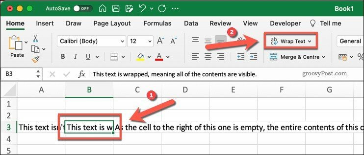 Tlačítko Zalomení textu v aplikaci Microsoft Excel