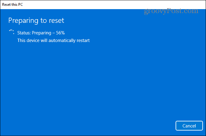 příprava na restart Windows 11