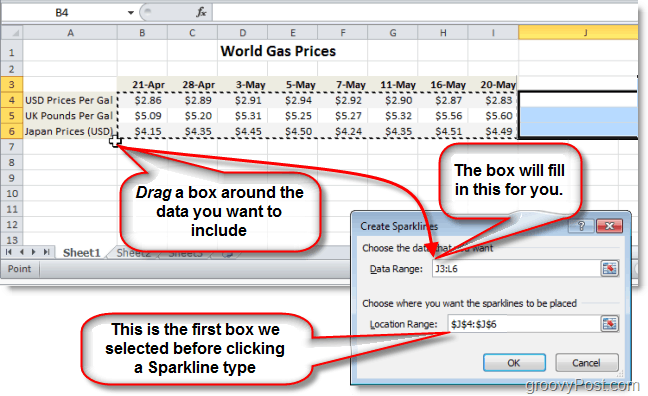 vyberte rozsah dat pro váš excel 2010 jiskru