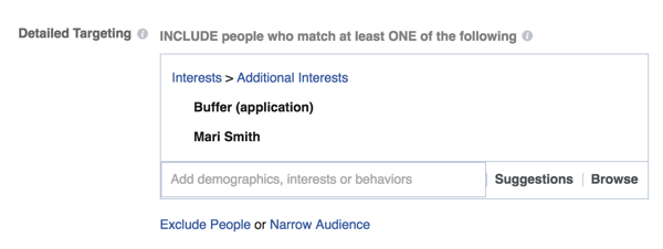 Ve Správci reklam na Facebooku nastavte konkrétní možnosti cílení.