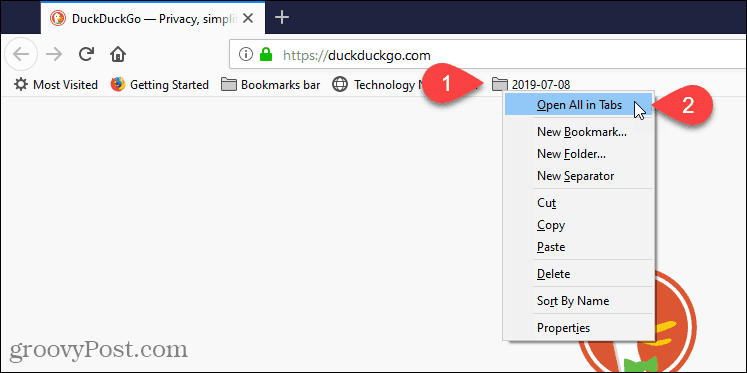 V prohlížeči Firefox vyberte možnost Otevřít vše na kartách