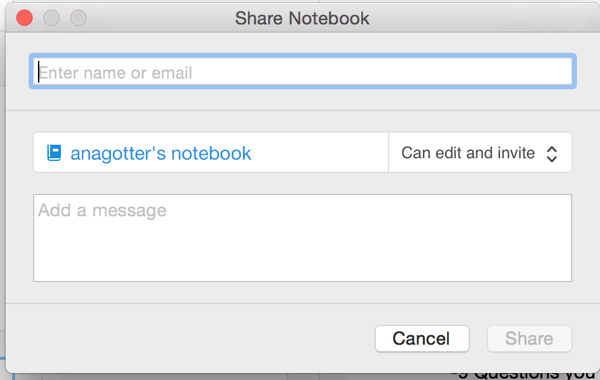 sdílet notebook v Evernote
