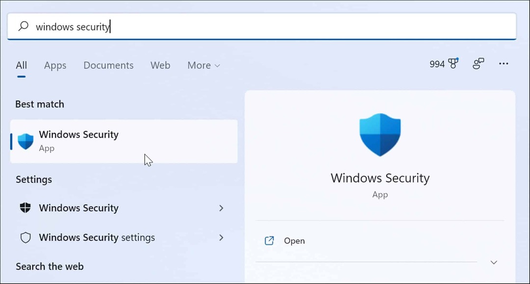 Spusťte aplikaci Zabezpečení systému Windows