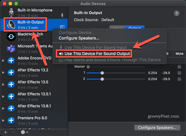 resetovat interní audio mac