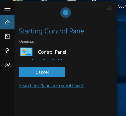 Windows 10 Cortana Otevřete ovládací panel