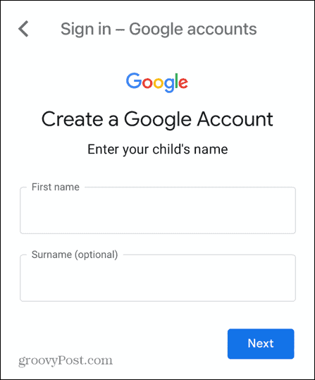 jméno podřízeného účtu gmail