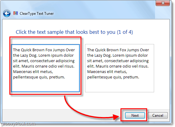 krok 1 kalibrace clearType v systému Windows 7