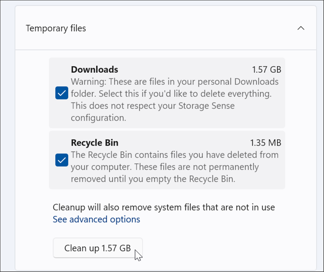odstranit dočasné soubory ve Windows 11