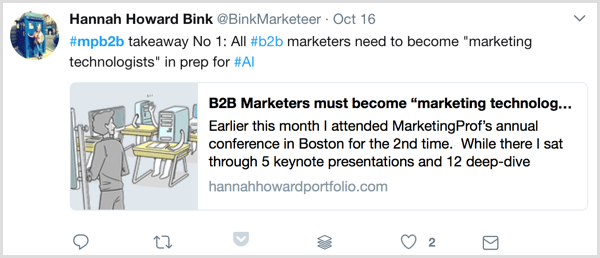 živý blogovací marketing profs b2b marketingové fórum twitter příklad