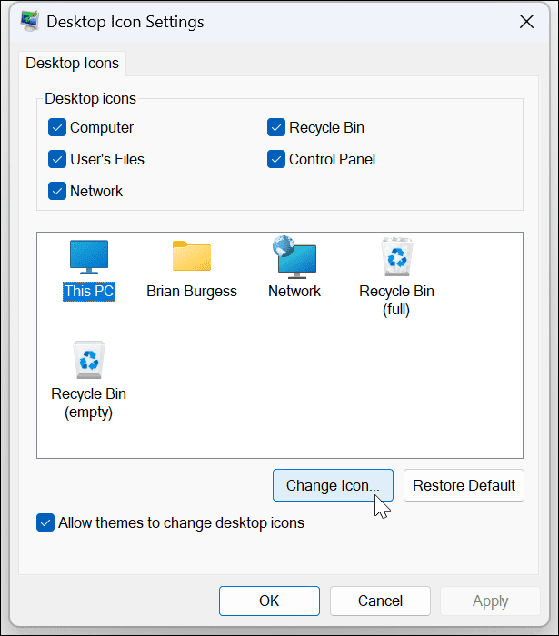 Přizpůsobte systémové ikony Windows 11