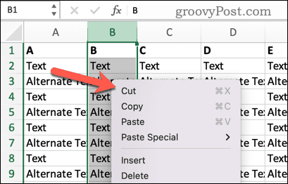 Řezání v Excelu