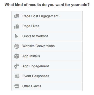 možnosti cíle facebookové reklamy