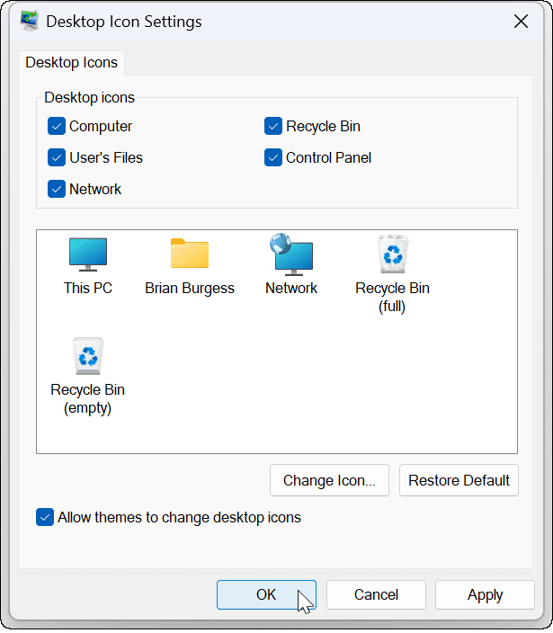 obnovit ikony na ploše v systému Windows