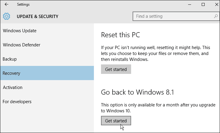 obnovení systému Windows 10