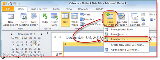 Google Calendar to Outlook 2010`
