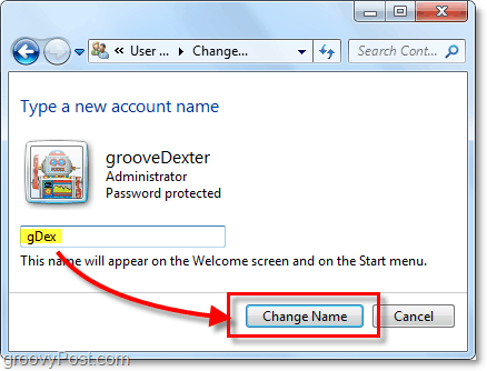 vytvořit nový název účtu pro Windows 7