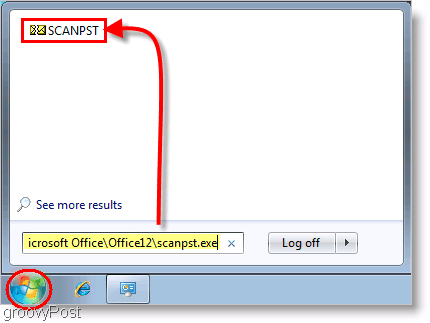 Screenshot - Spuštění nástroje pro opravu SCANPST aplikace Outlook 2007