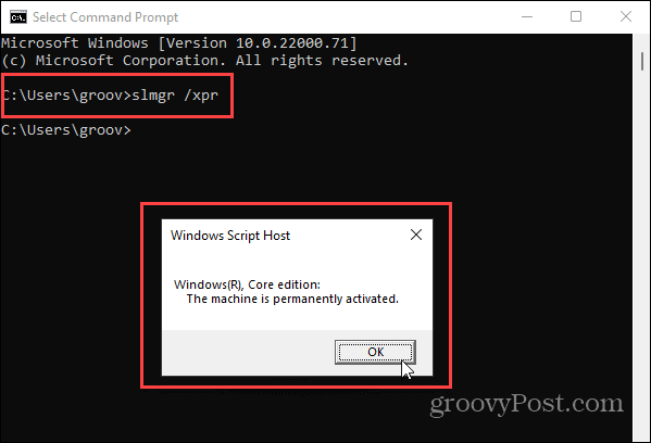 Příkazový řádek Windows 11 Activataion