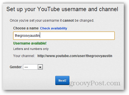 nastavení uživatelského jména youtube