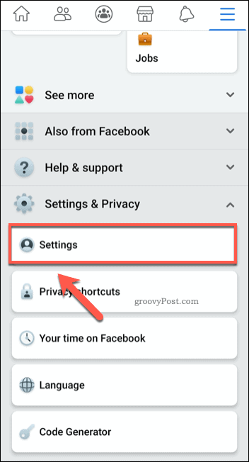 Možnost nastavení mobilního menu Facebooku