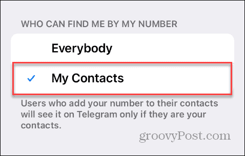 Najděte podle telefonního čísla na telegramu