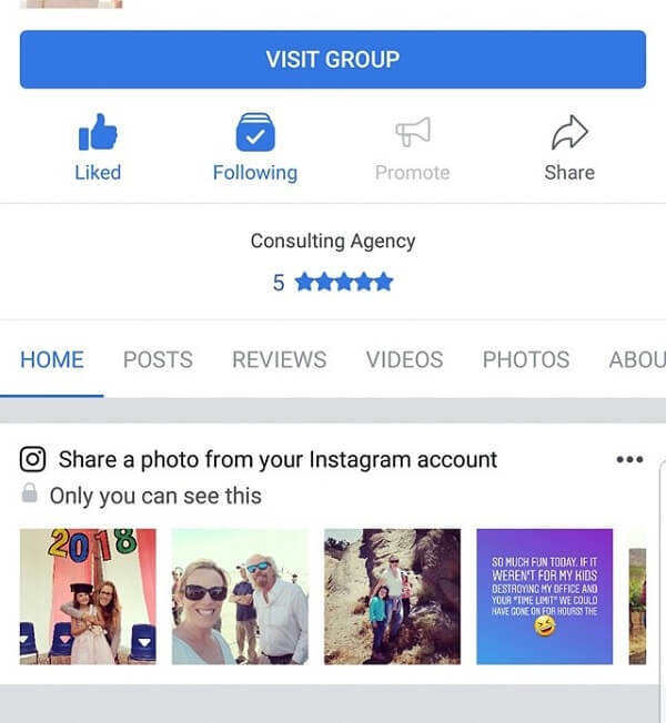 Mobilní aplikace Facebooku nyní navrhuje, aby fotografie z Instagramu byly sdíleny na stránku.