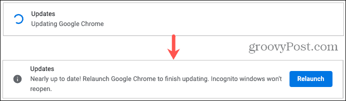 Aktualizace a restart Google Chrome
