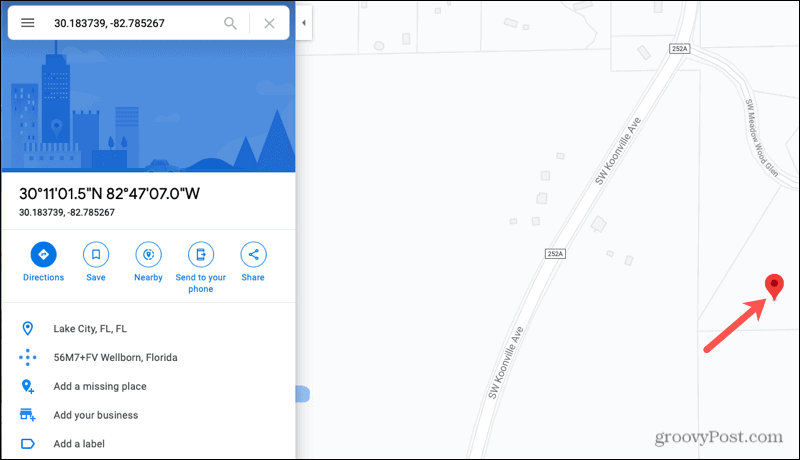 Podrobnosti o poloze Google Maps Online