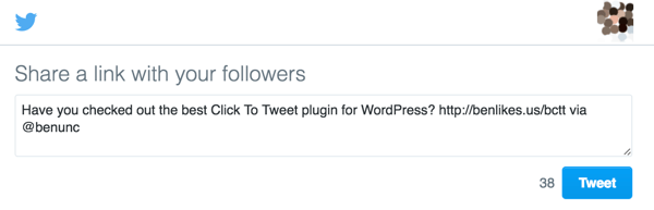 Lepší plugin WordPress Click to Tweet zobrazuje předvyplněné tweety, které mohou uživatelé sdílet na Twitteru.