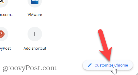 Kliknutím na Přizpůsobit Chrome automaticky přepnete pozadí na stránce Nová karta