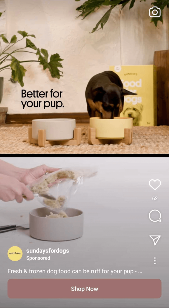 obrázek reklamy Instagram Reels zobrazující srovnání s konkurencí