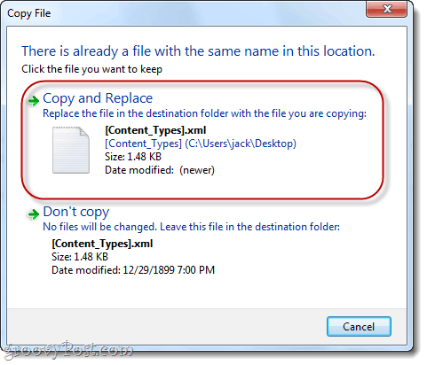 v systému Windows 7 nahraďte soubory .xml
