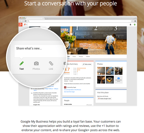 Funkce produktu Google+ pro firemní stránku