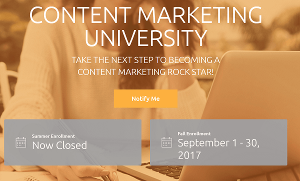 Výcvikovým programem založeným na předplatném CMI je Content Marketing University.