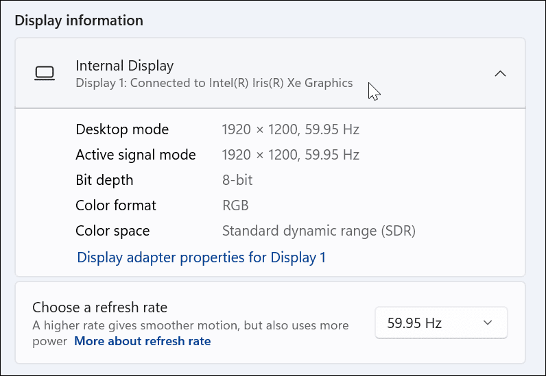 Zkontrolujte grafickou kartu v systému Windows 11