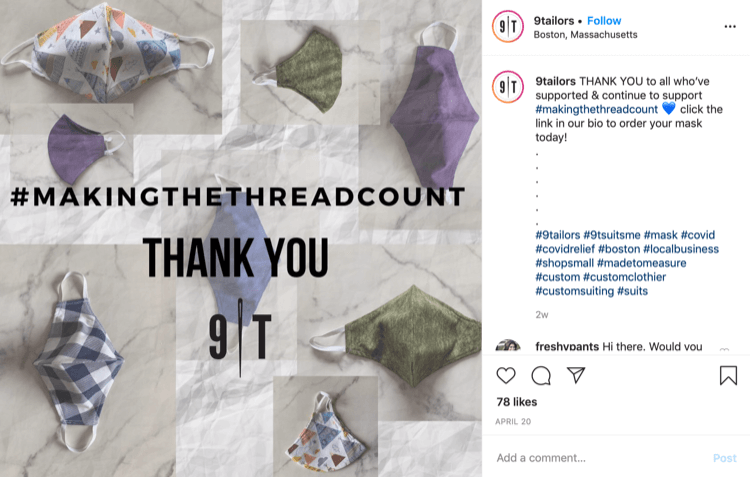 9 Přizpůsobte Instagramový příspěvek o prodeji masek