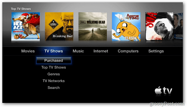 Hlavní nabídka Apple TV 2
