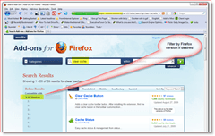 Filtrujte výsledky hledání doplňku Firefoxu