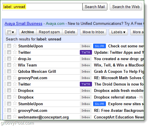 nepřečtený e-mailový štítek gmail