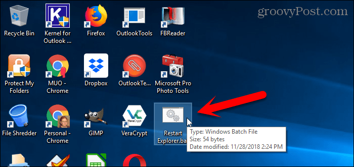 Spusťte dávkový soubor na ploše Windows 10
