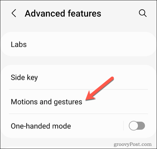 Nabídka pohybů a gest pro Android