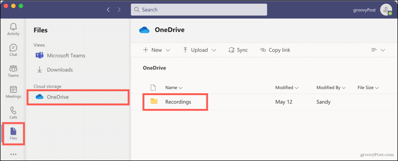 Soubory, OneDrive, nahrávky v týmech