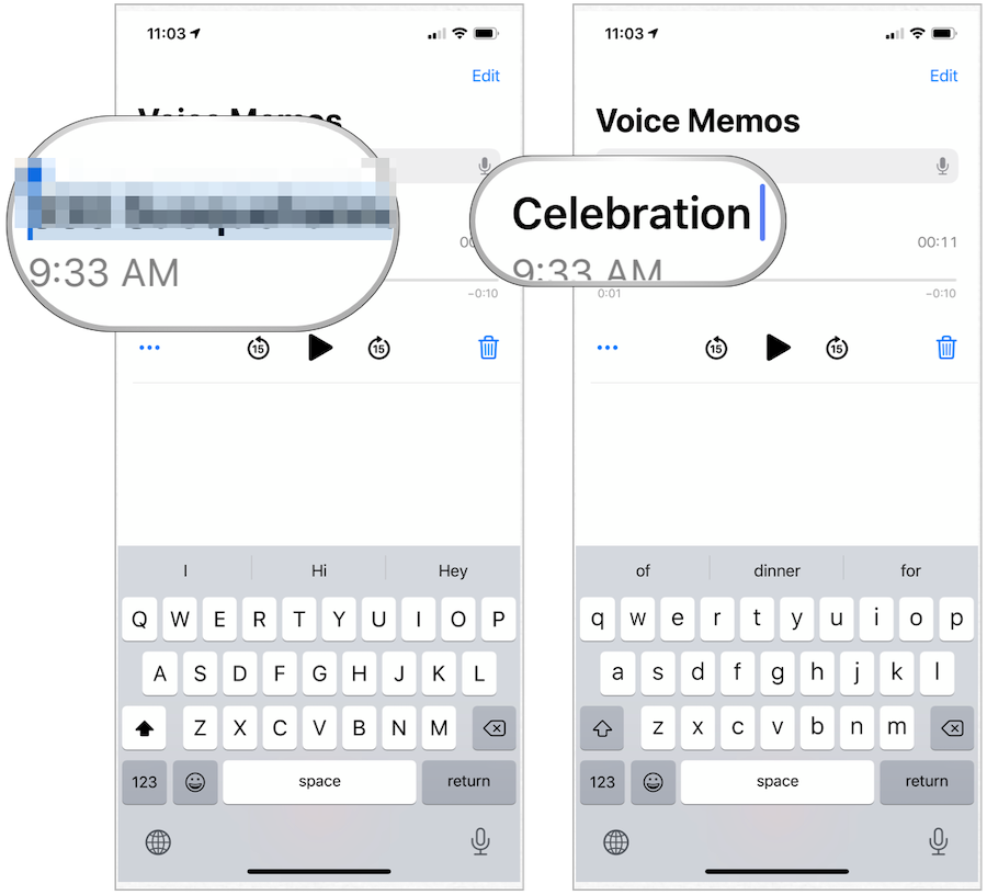 Změnit název hlasových poznámek pro iPhone