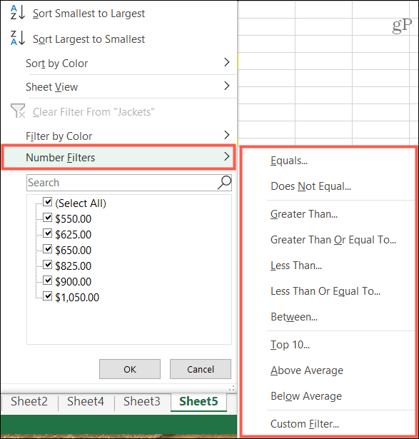 Filtrovat podle podmínky v aplikaci Excel