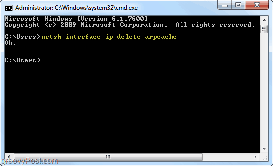 arp cache v systému Windows 7